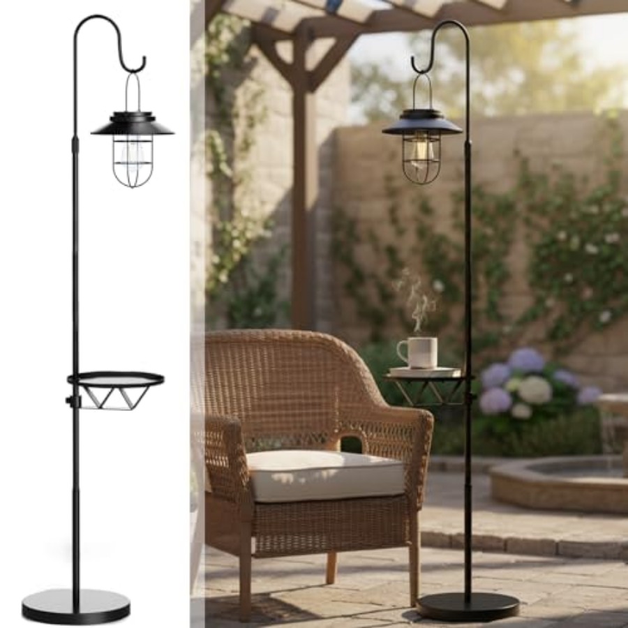 Outdoor Lighting Hooks - Солнечный напольный светильник со столиком, 60-дюймовый
