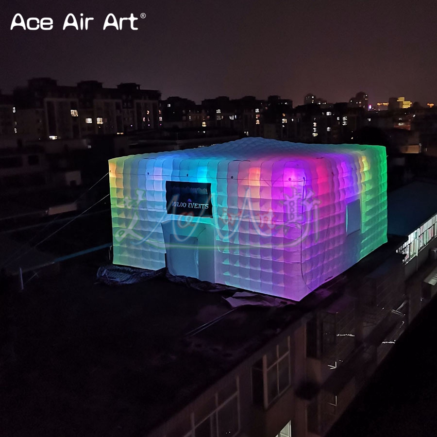 Outdoor Lighting No Outlet - Надувной кубический шатер с LED-подсветкой, надувной