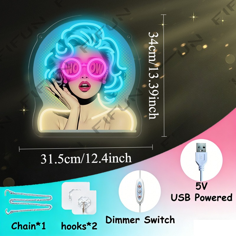 Неоновая вывеска WOW Curl Girl – обзор и цена Outdoor Lighting Decor Wow